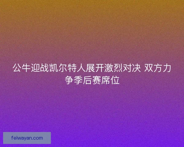 公牛迎战凯尔特人展开激烈对决 双方力争季后赛席位