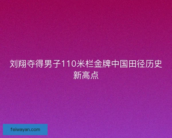 刘翔夺得男子110米栏金牌中国田径历史新高点