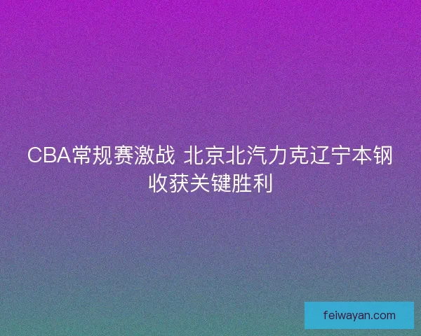 CBA常规赛激战 北京北汽力克辽宁本钢收获关键胜利