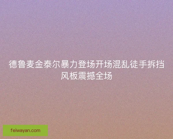 德鲁麦金泰尔暴力登场开场混乱徒手拆挡风板震撼全场