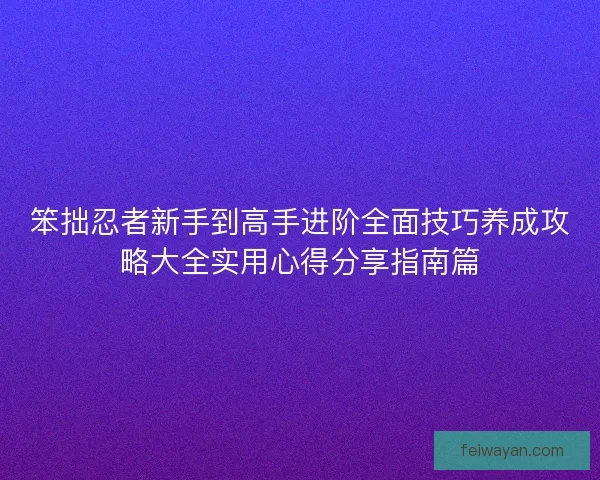 笨拙忍者新手到高手进阶全面技巧养成攻略大全实用心得分享指南篇
