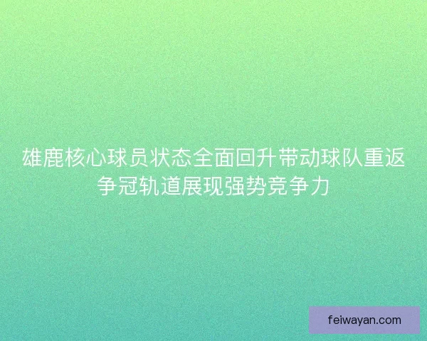 雄鹿核心球员状态全面回升带动球队重返争冠轨道展现强势竞争力