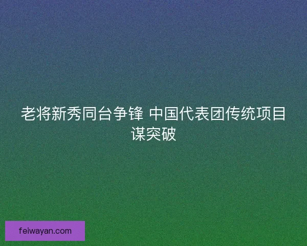 老将新秀同台争锋 中国代表团传统项目谋突破 老将新秀同台争锋 中国代表团传统项目谋突破
